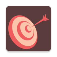 Bullseye logo - white and red clip art target on a brown background.