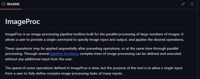 Screenshot of the ImageProc GitHub repository.